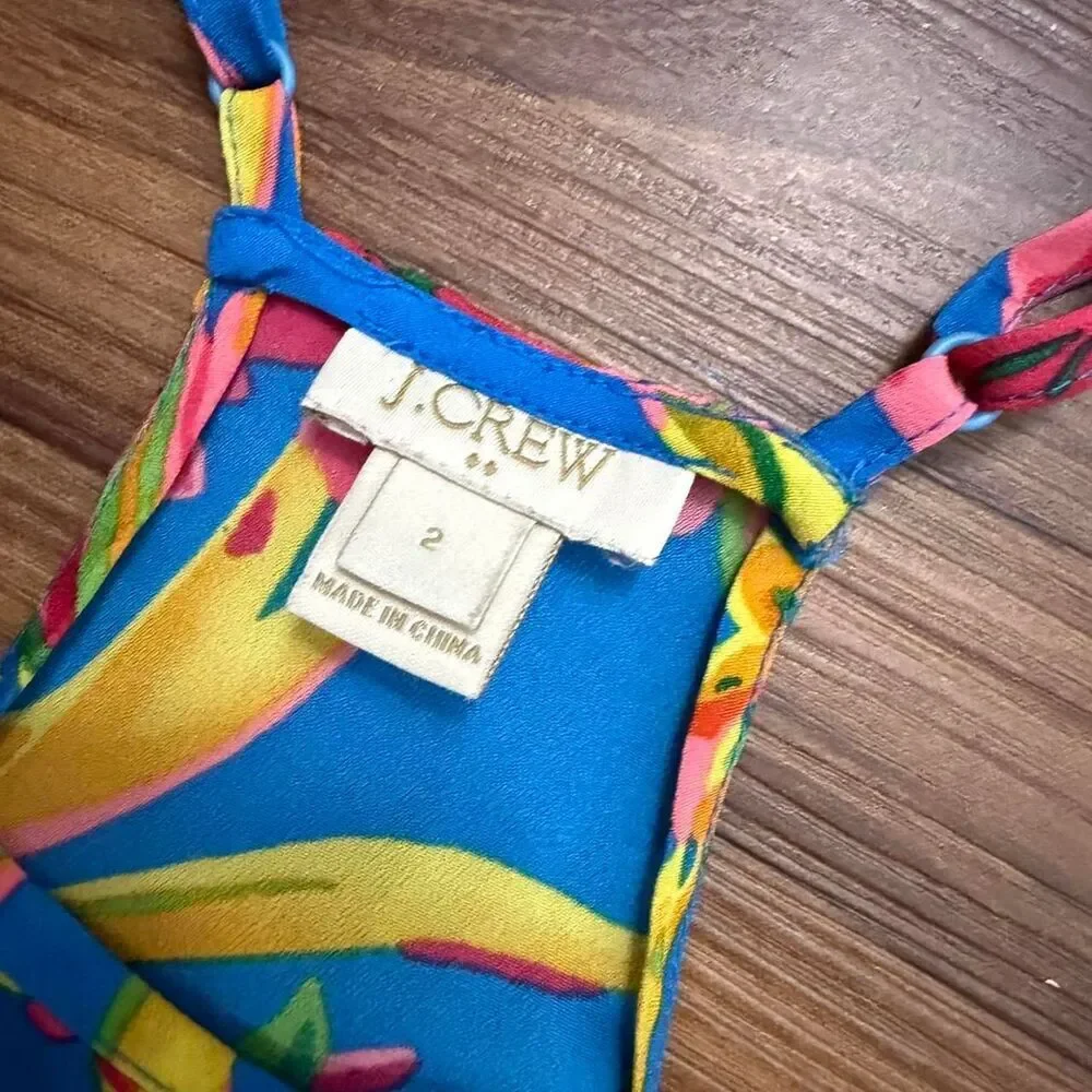 J. Crew Tropical Floral Racerback Cami Top | Vacation Coastal Dopamine | size 2